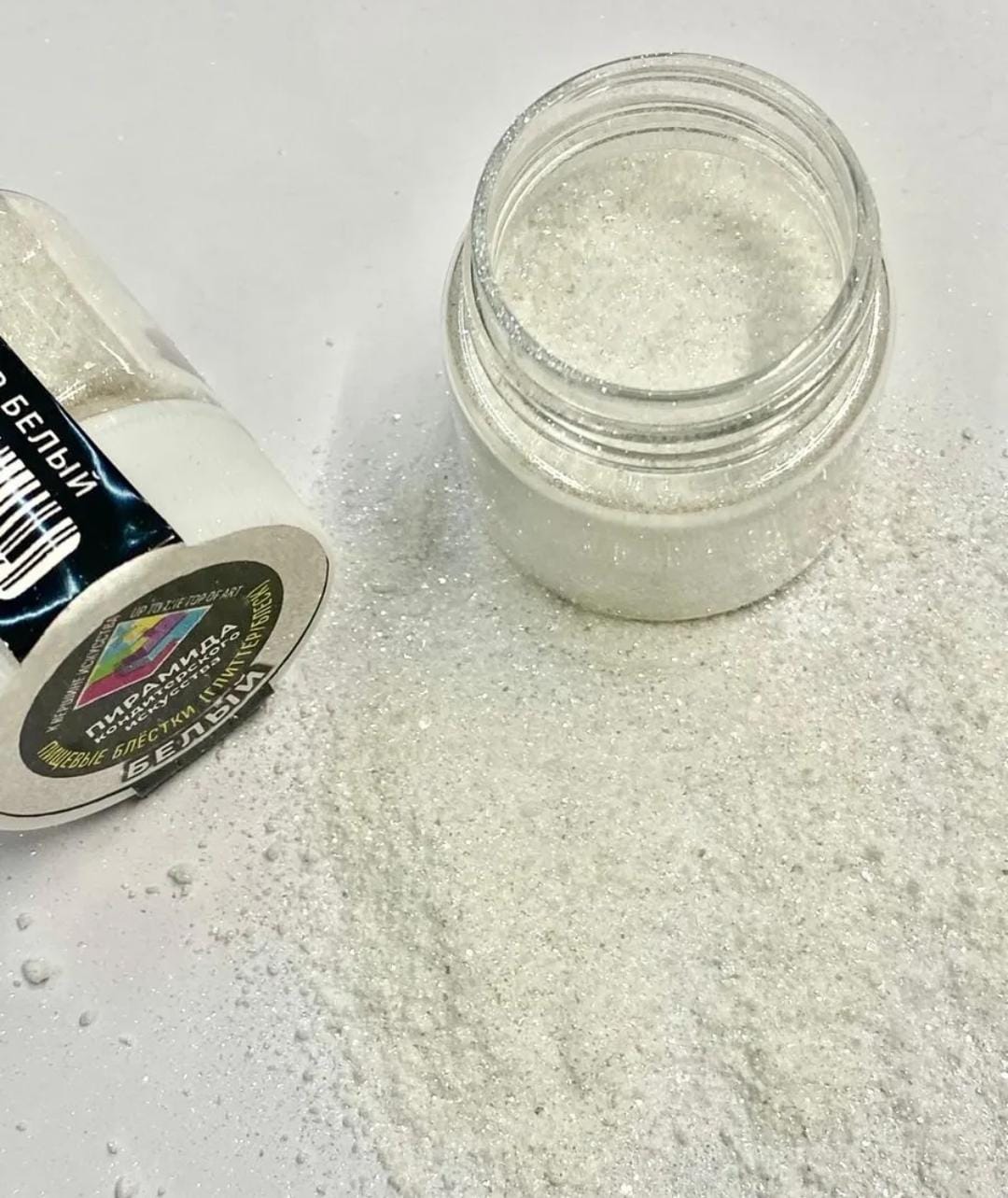 Блестки пищевые (глитер), белые, Пирамида 5г