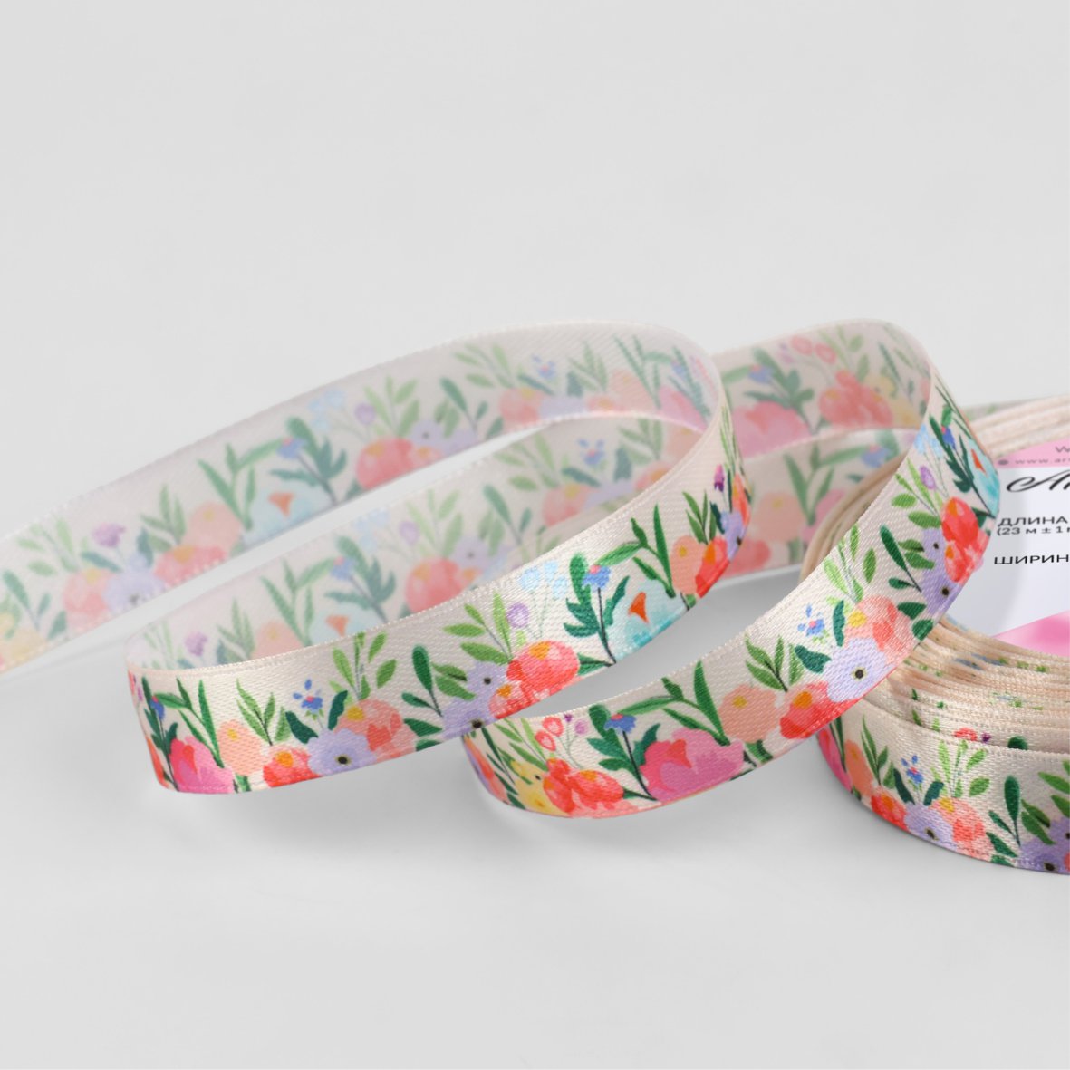Лента атласная «Полевой букет», 15 мм × 23 ± 1 м