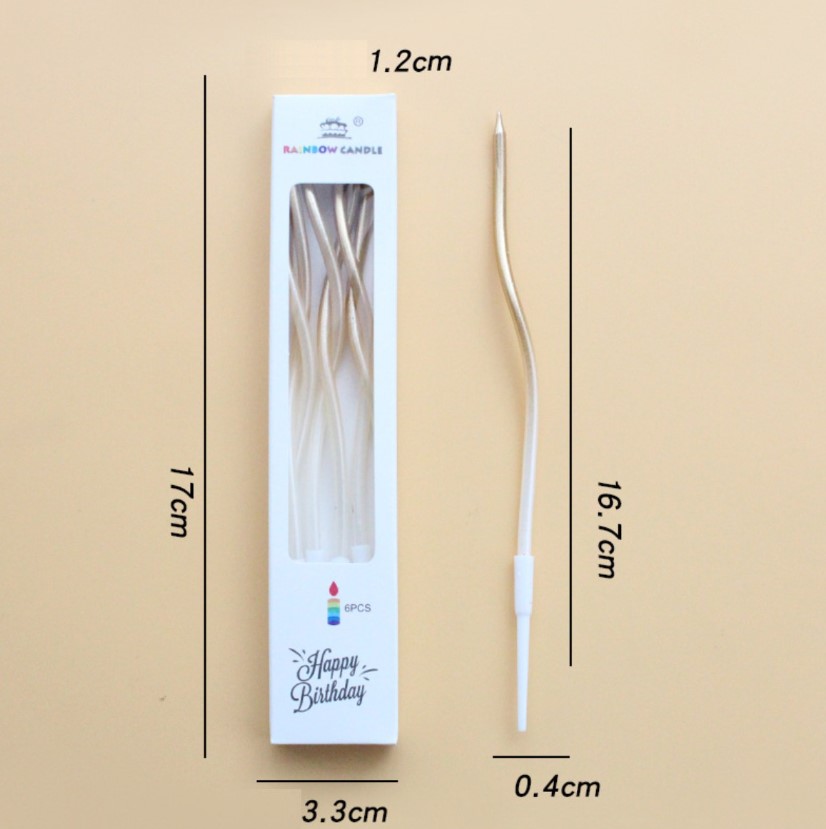 Свечи для торта ВОЛНА 6шт 10см цвет: белый с шампанским