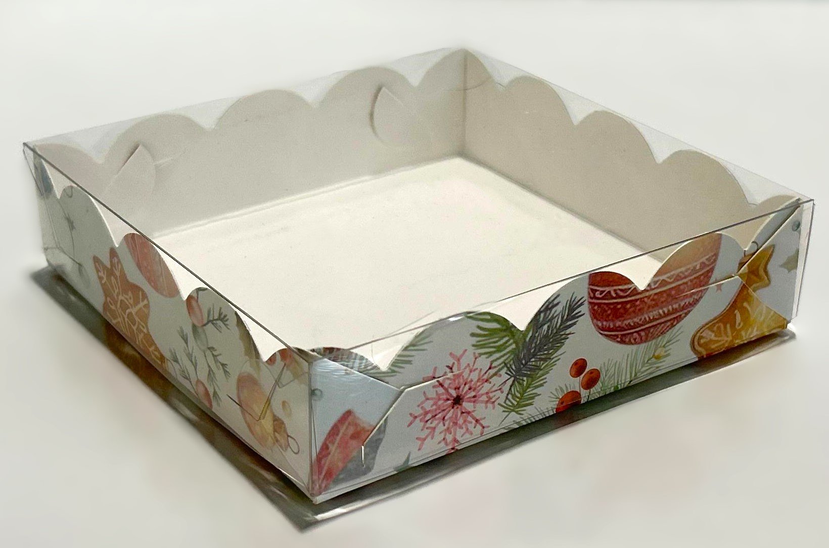 Коробка 155*155*35 мм для печенья и пряников  (елочные игрушки)