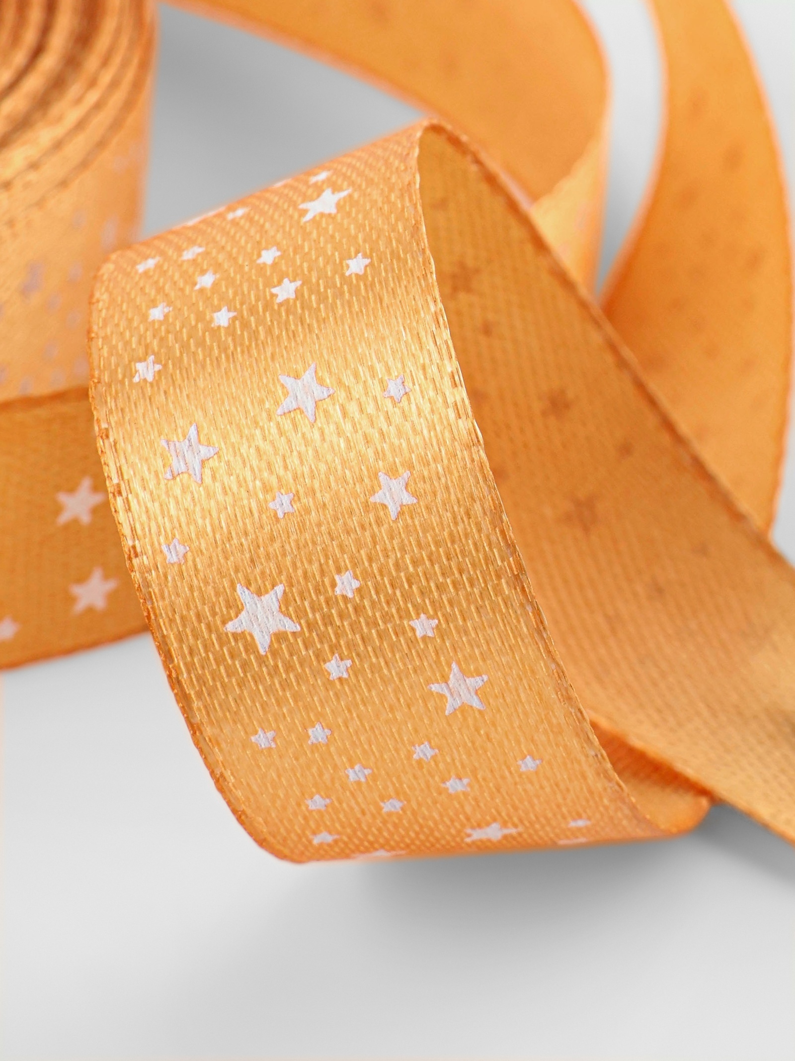 Лента атласная «Звёзды», 15 мм, 23±1 м, светло-оранжевая №097