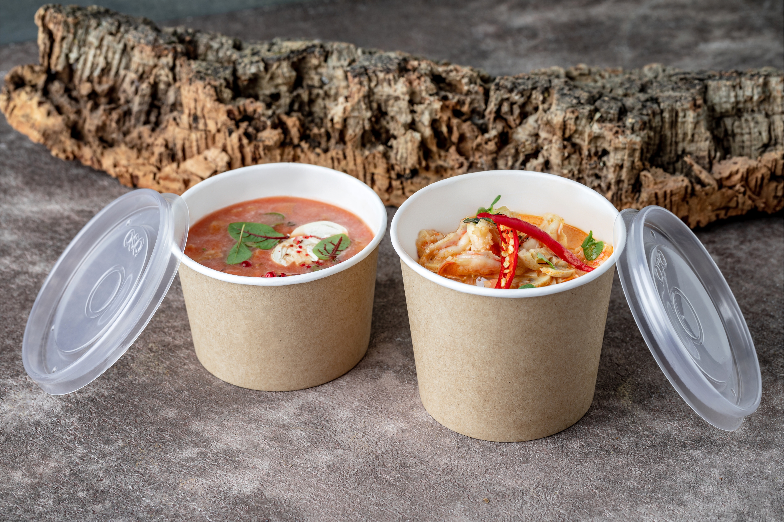 Круглый контейнер, 500мл. 76/100х95мм с прозрачной крышкой OSQ ROUND BOWL