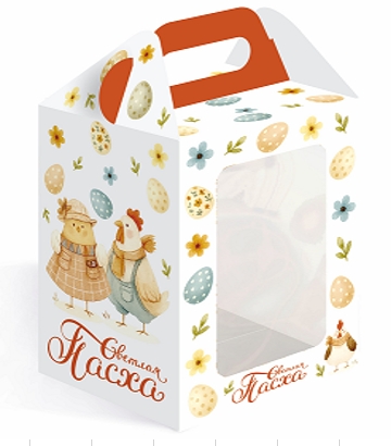 Коробка "под кулич 10*10*15" Курочки