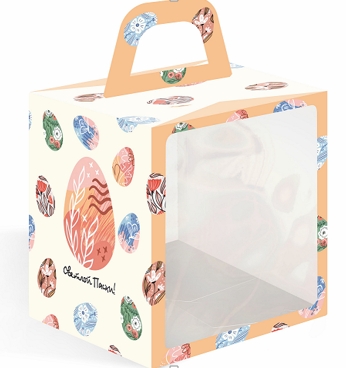 Коробка "под кулич 15*15*18" Расписные яйца