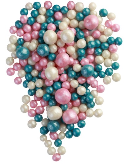 Драже зерновое 50 гр жемчуг розов/бирюза/серебро #243