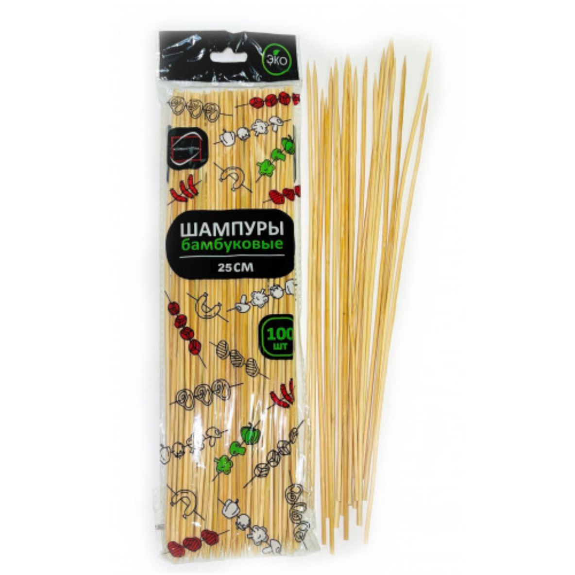 Шпажки 25см деревянные (бамбук) 100 шт