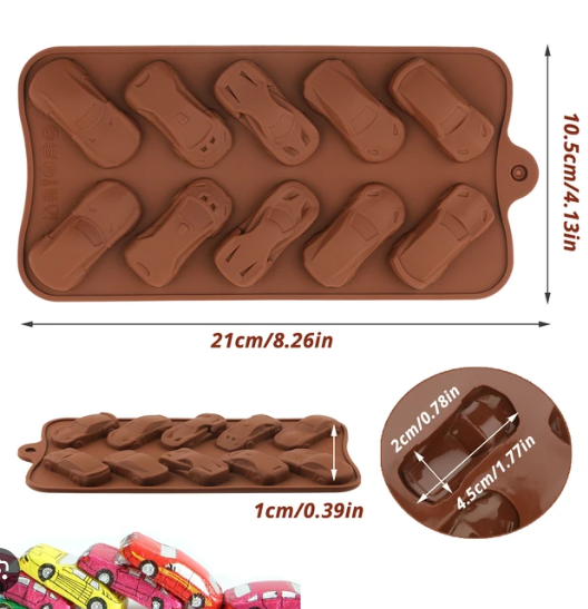 Силиконовая форма для шоколада Машинки 10 ячеек Силиконовая форма для шоколада Машинки 10 ячеек