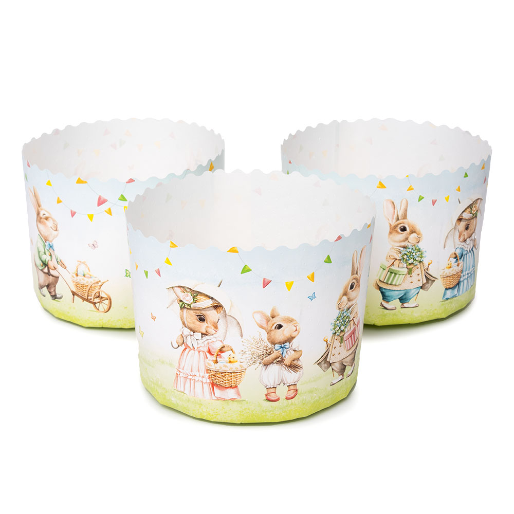 Форма бумажная d90xh90мм РЕТРО ЗАЙЦЫ