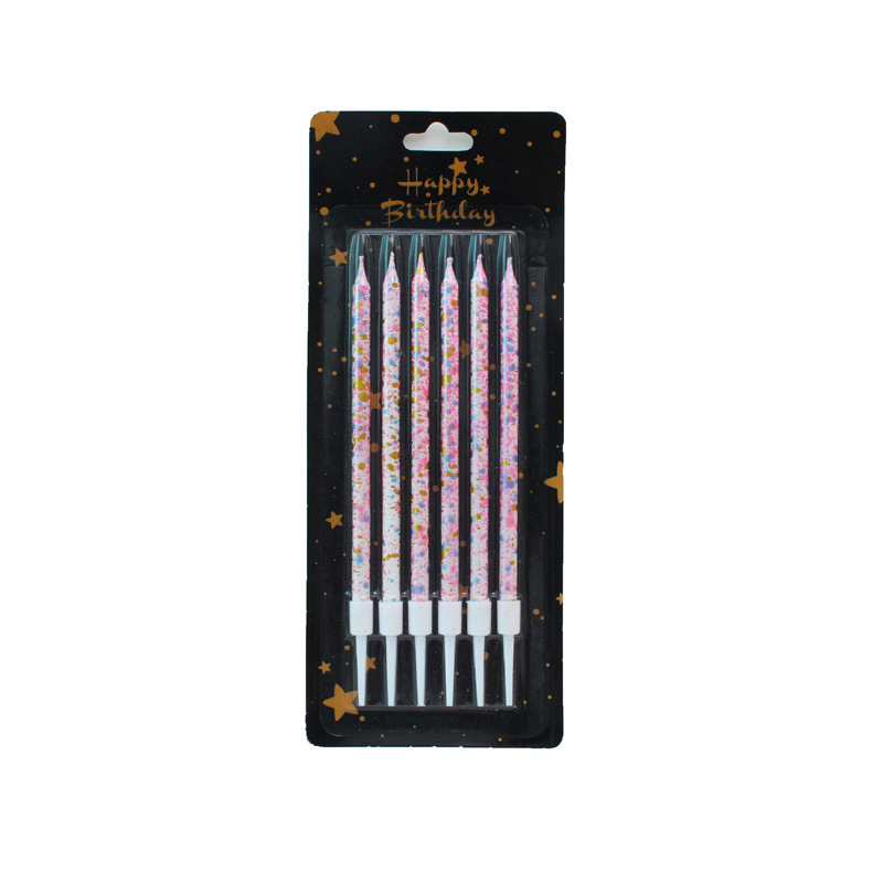 Неоновая свеча, разноцветные блестки, украшение, 6 шт. 11см, Розовая