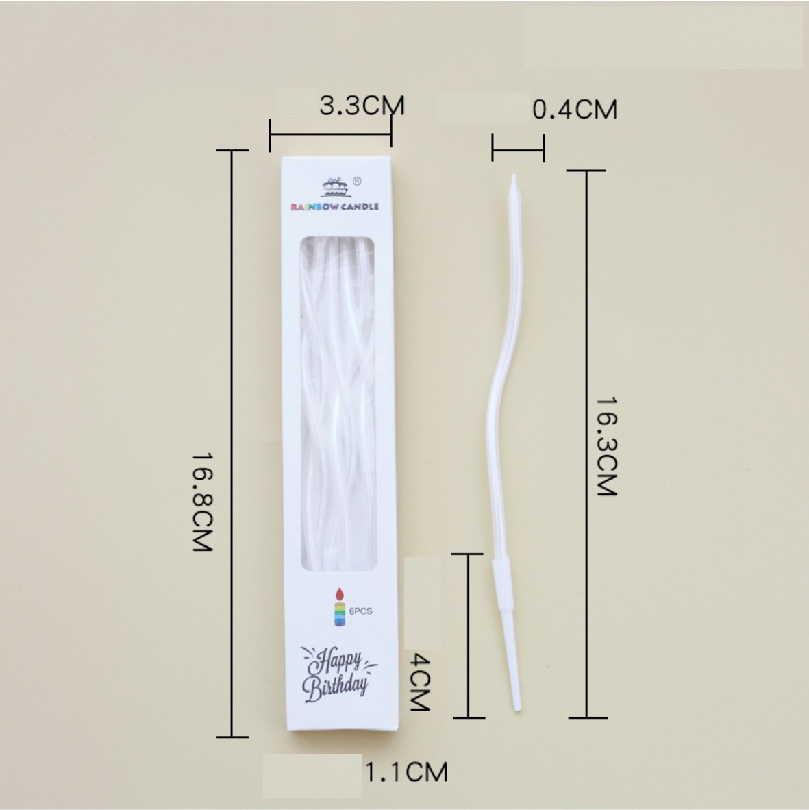 Свечи для торта ВОЛНА 6шт 10см цвет: белый