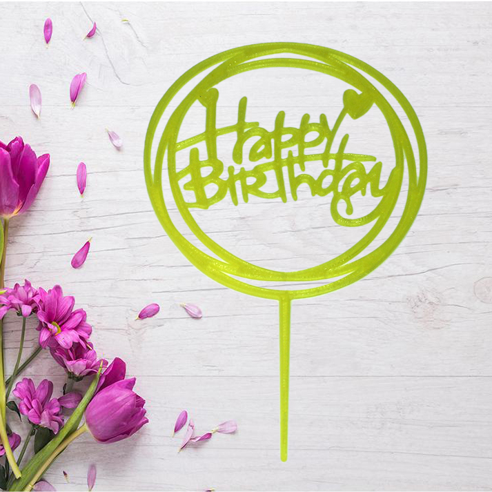 Топпер Happy Birthday Жёлтый прозрачный