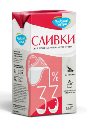 Сливки чудское озеро 33% 1 л.