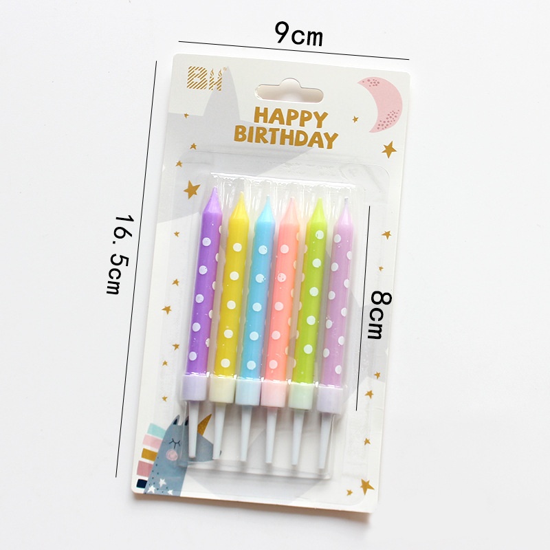 Свечи для торта цветные в горошек 6шт