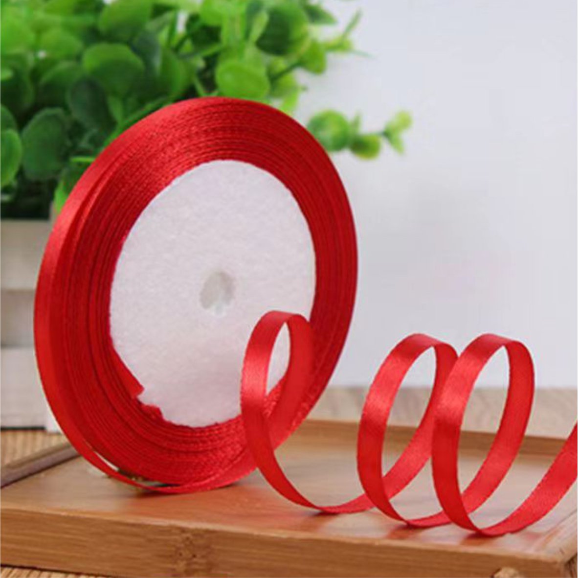 Лента атласная, 6 мм × 23 ± 1 м, цвет красный 26#