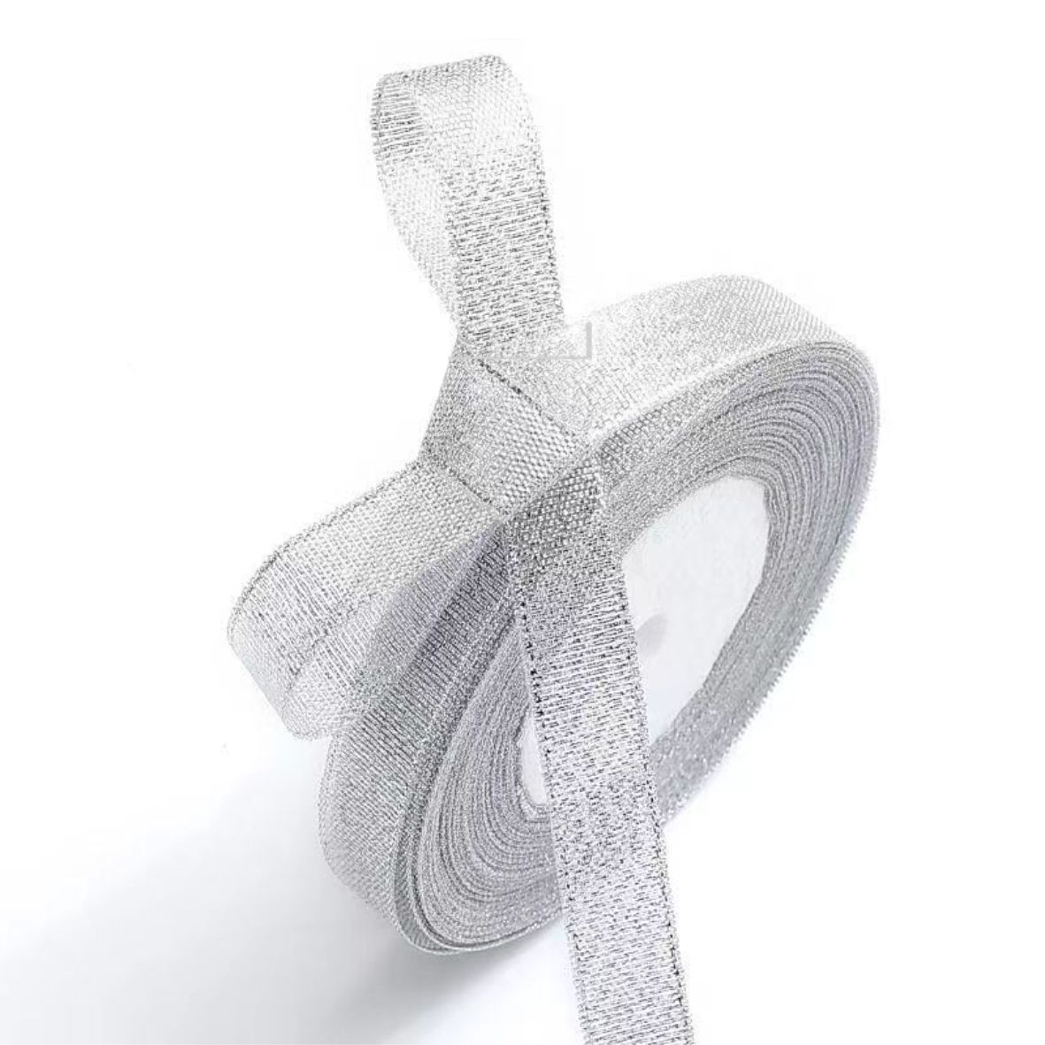 лента из органзы 12мм 23м серебро