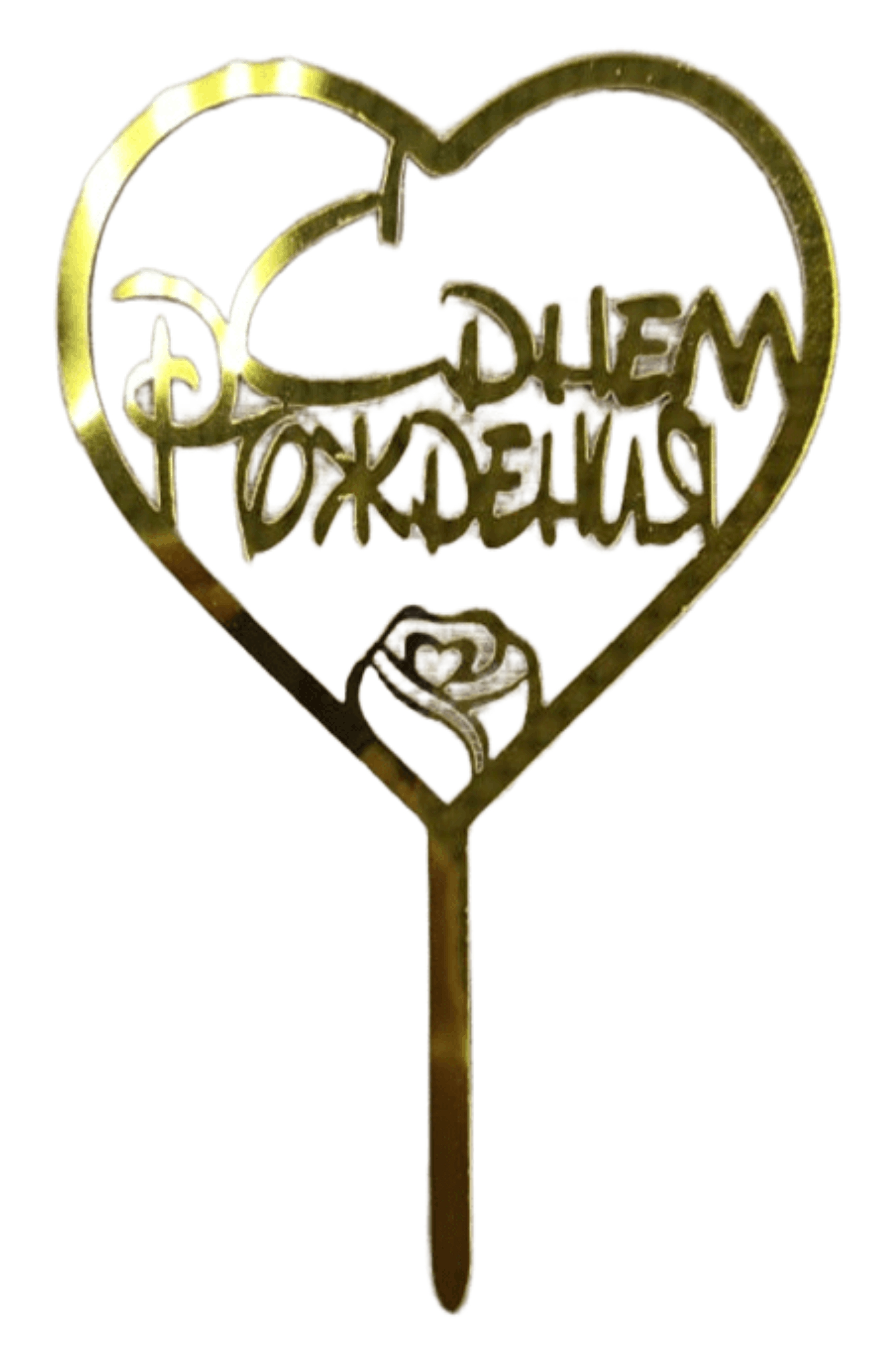 Топпер С днём рождения, Сердце, золотой 9х15см