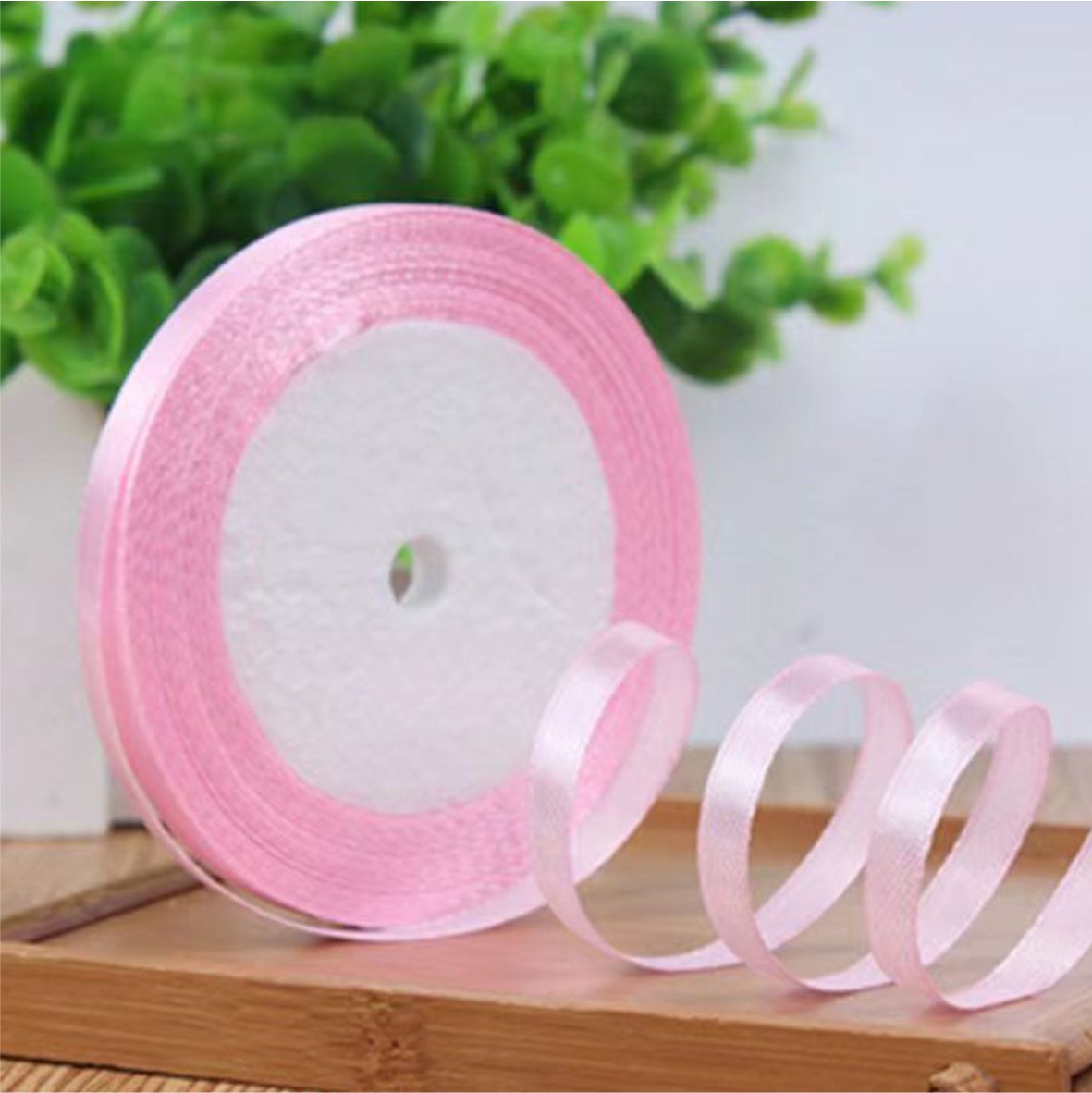 Лента атласная, 6 мм × 23 ± 1 м, цвет светло-розовый 04#