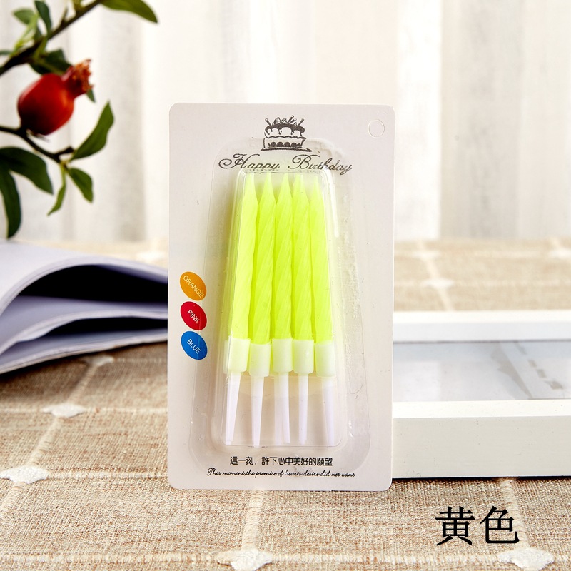 Свеча для торта (бенто), цвет: желтый неон, 5см, 10шт
