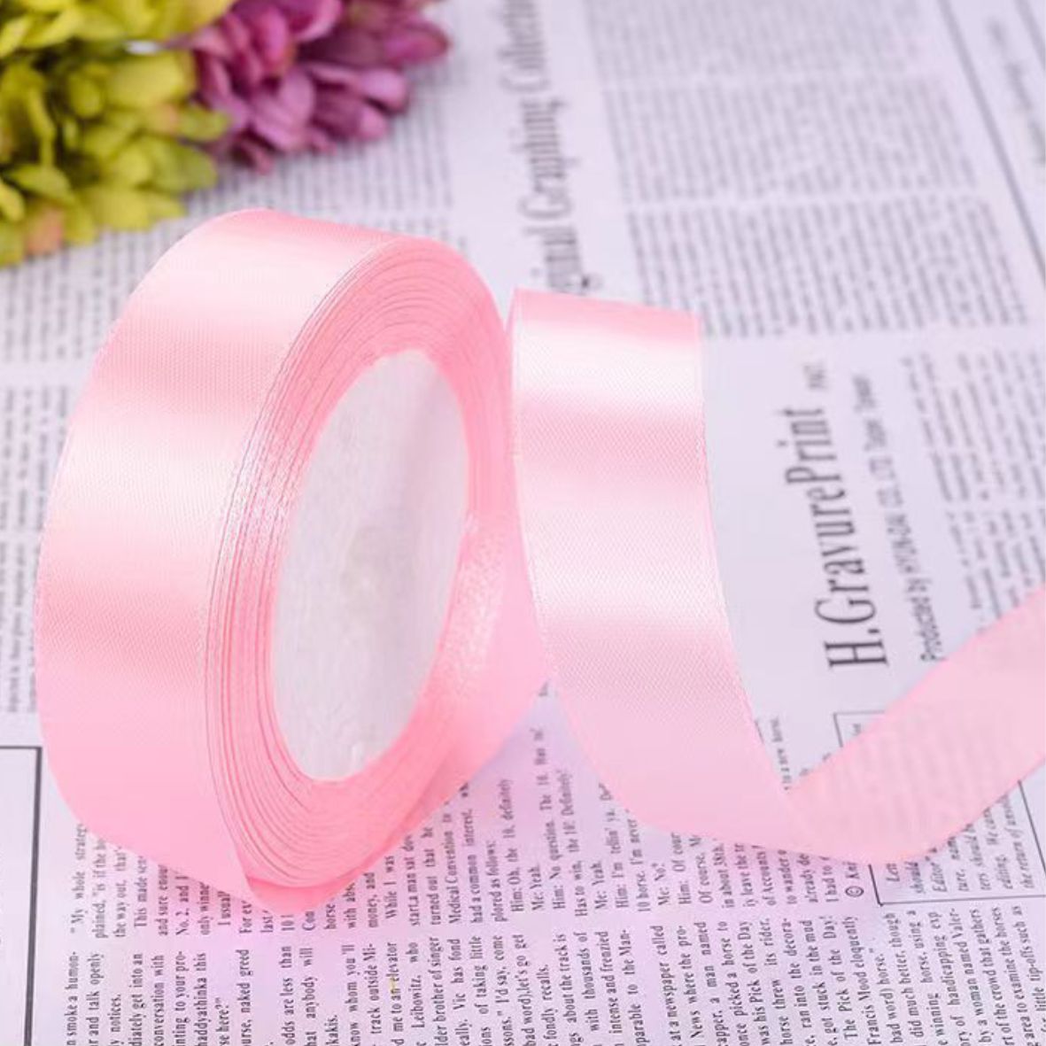 Лента атласная, 25 мм × 23 ± 1 м, цвет: светло-розовый 04#
