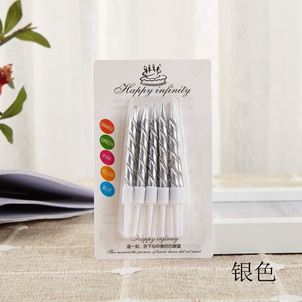 Свеча для торта (бенто), цвет: серебро, 5см, 10шт