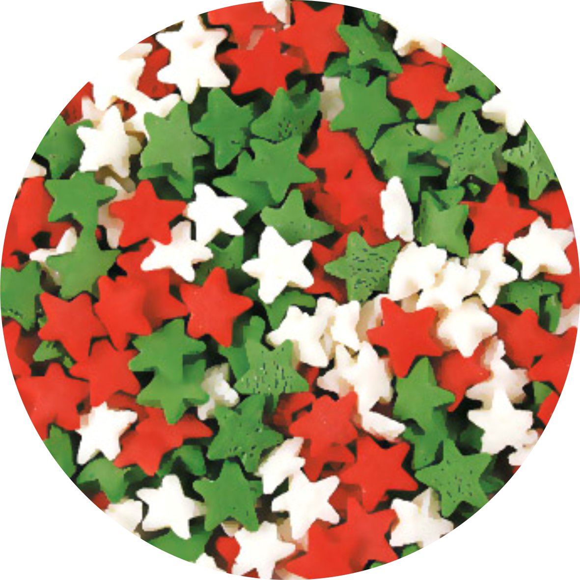Посыпки "Звезды красные, белые, зеленые" 50гр