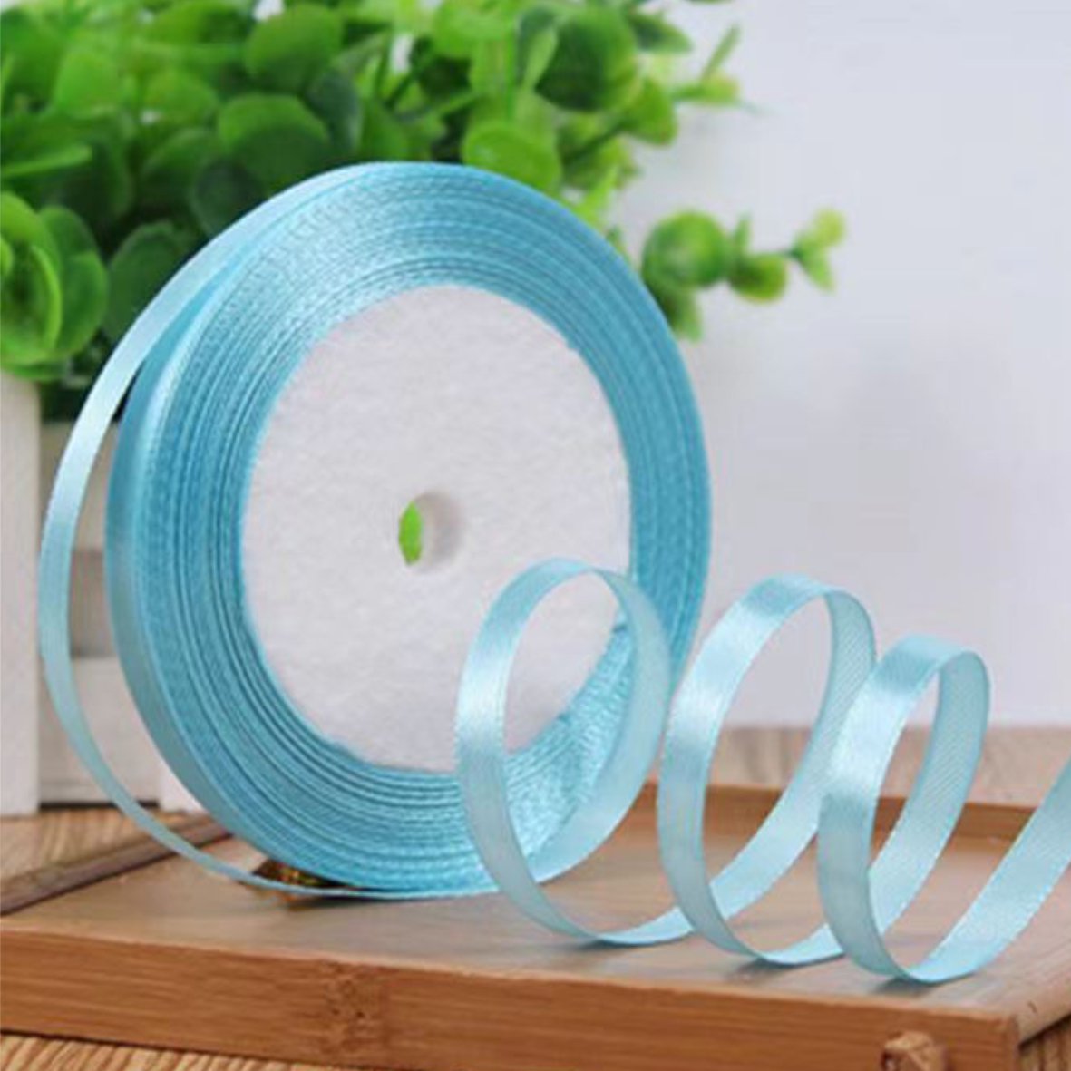 Лента атласная, 6 мм × 23 ± 1 м, цвет голубой порошок 11#
