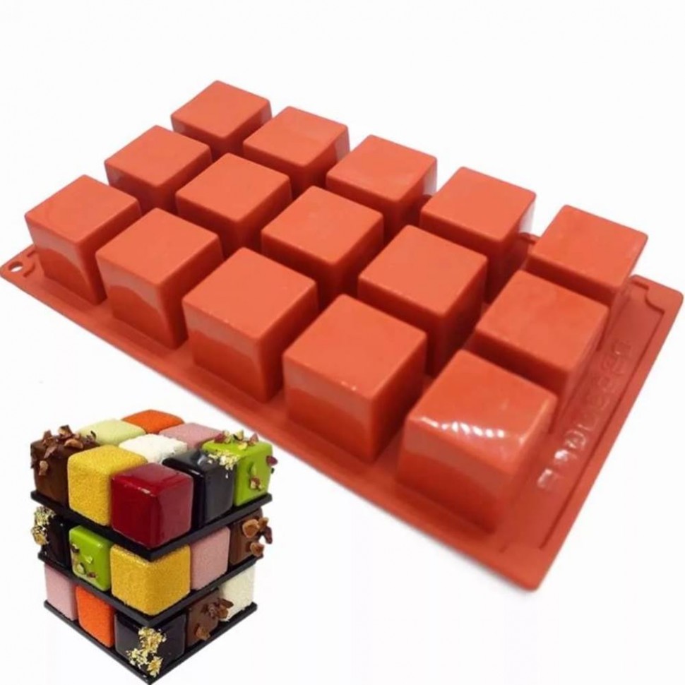 Силиконовая форма "КУБИК" 15 ячеек 3,3х3,3х3,3 см