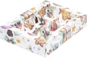 Коробка для конфет с пластиковой  крышкой 155*115*30 мм (6) (елочные  игрушки)