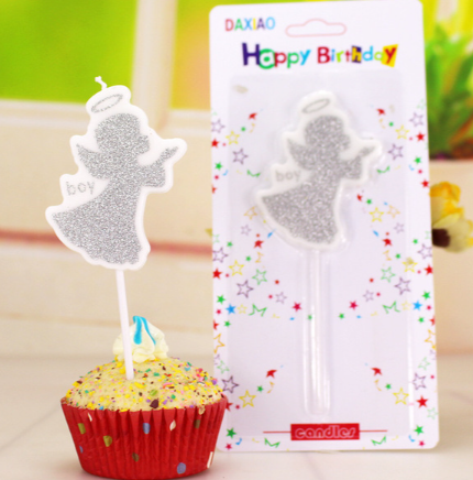 Свеча для торта, ангелочек, 7см, цвет серебро