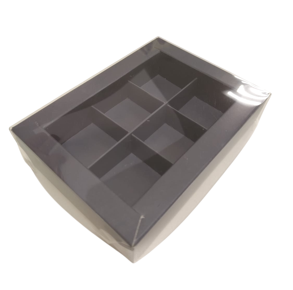 Коробка 155*115*30 мм (6) для конфет с пластиковой крышкой  (графит)