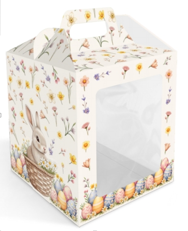 Коробка "под кулич 15*15*18" Кролик в корзинке