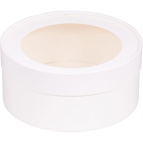 Коробка Д-200мм В-70мм под зефир, печенье и макароны круглая с окном Белая