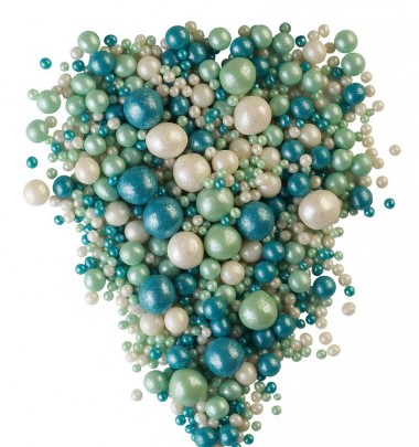 Драже зерновое 50 гр. Бирюза/изумруд/серебро #122