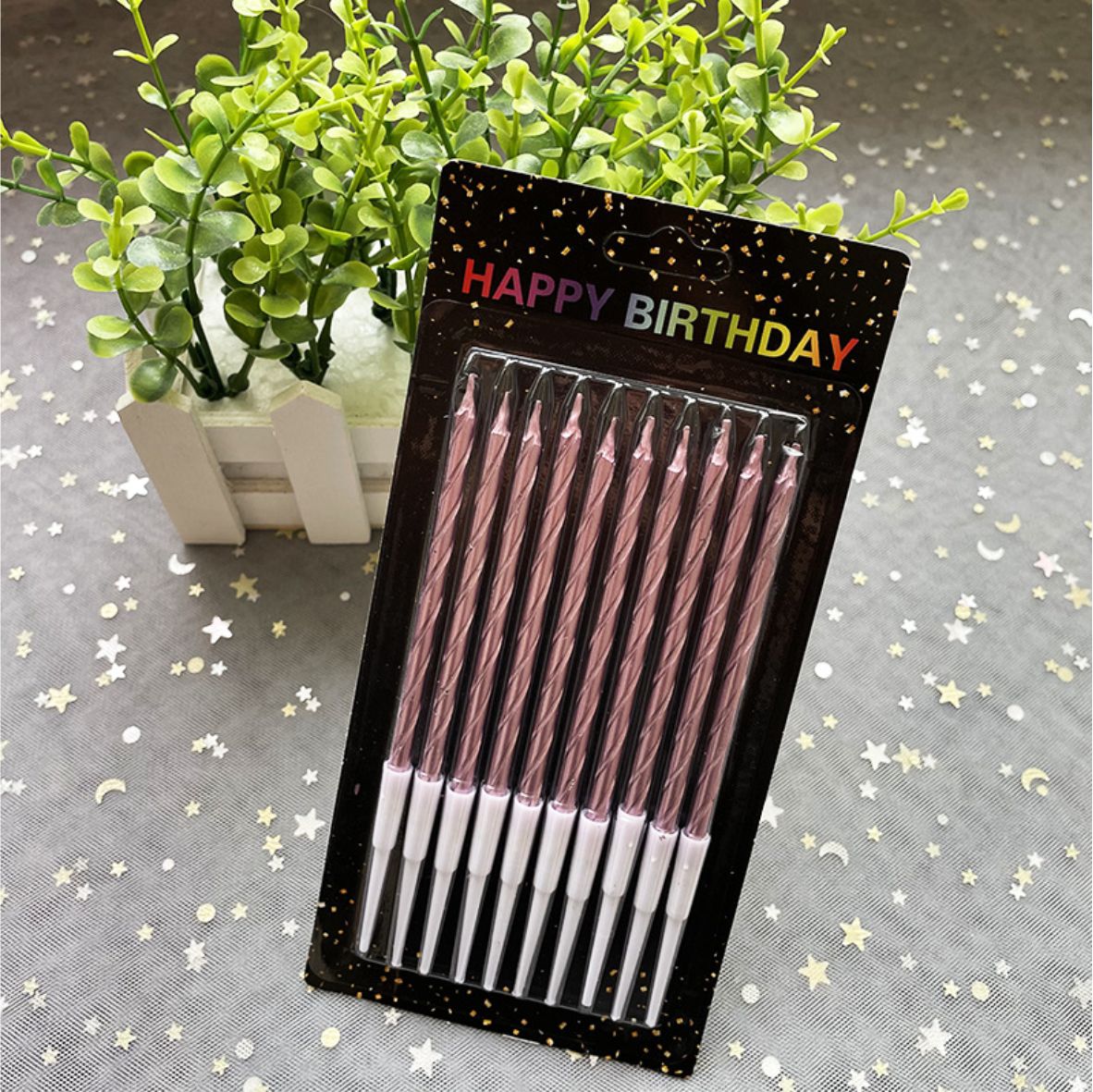 Свеча для торта розовая 11см 10шт