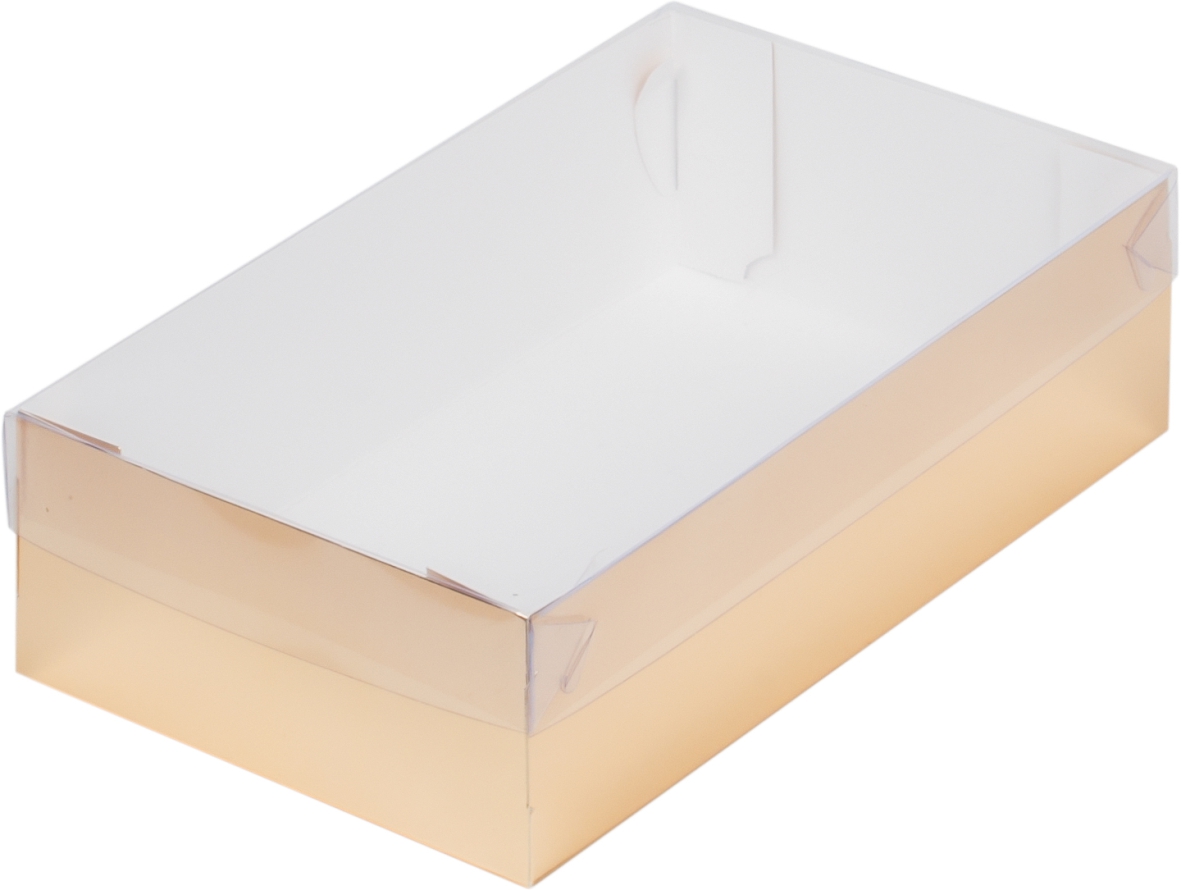 Коробка  250х150х70мм Золото для зефира с пласт крышкой