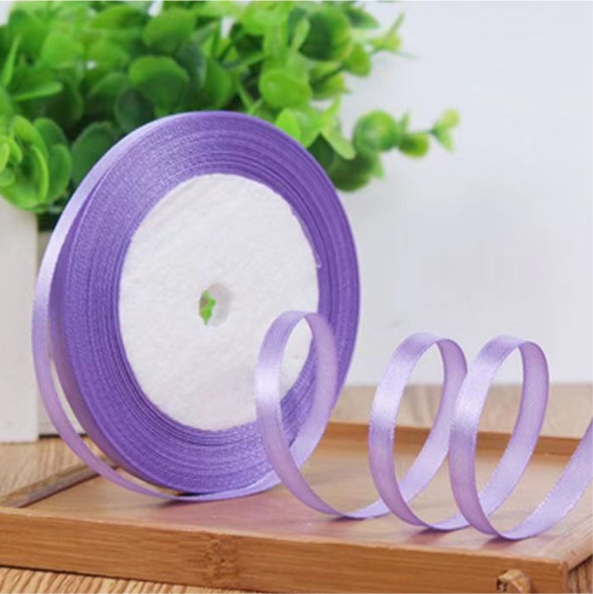 Лента атласная, 6 мм × 23 ± 1 м, цвет светло-фиолетовый 21#