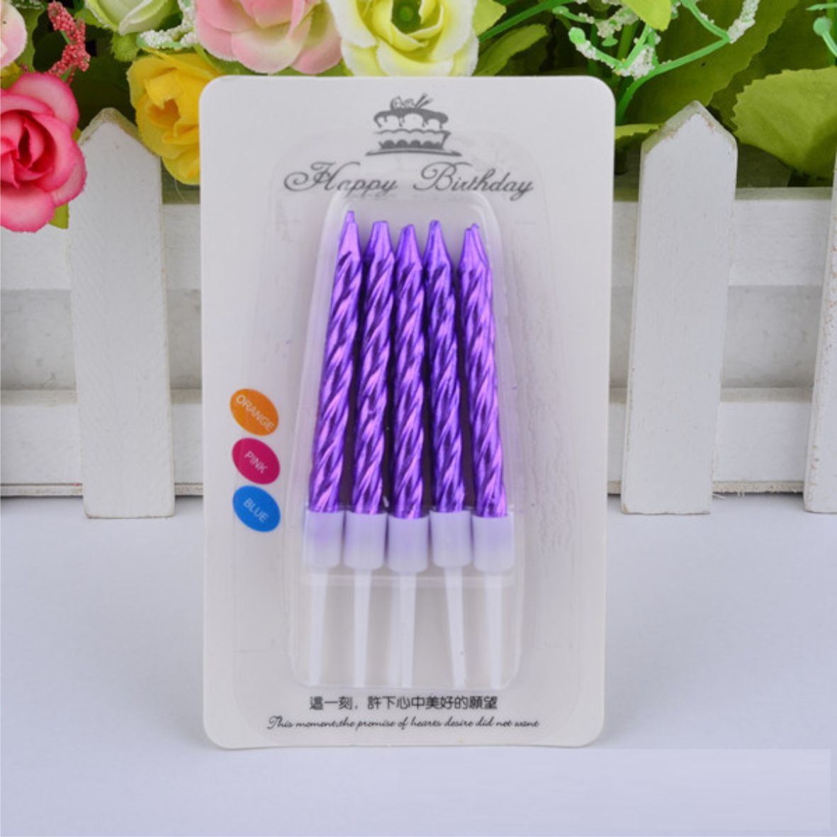 Свеча для торта (бенто), цвет: сиреневый, 5см, 10шт