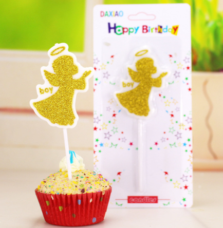 Свеча для торта, ангелочек, 7см, цвет золото