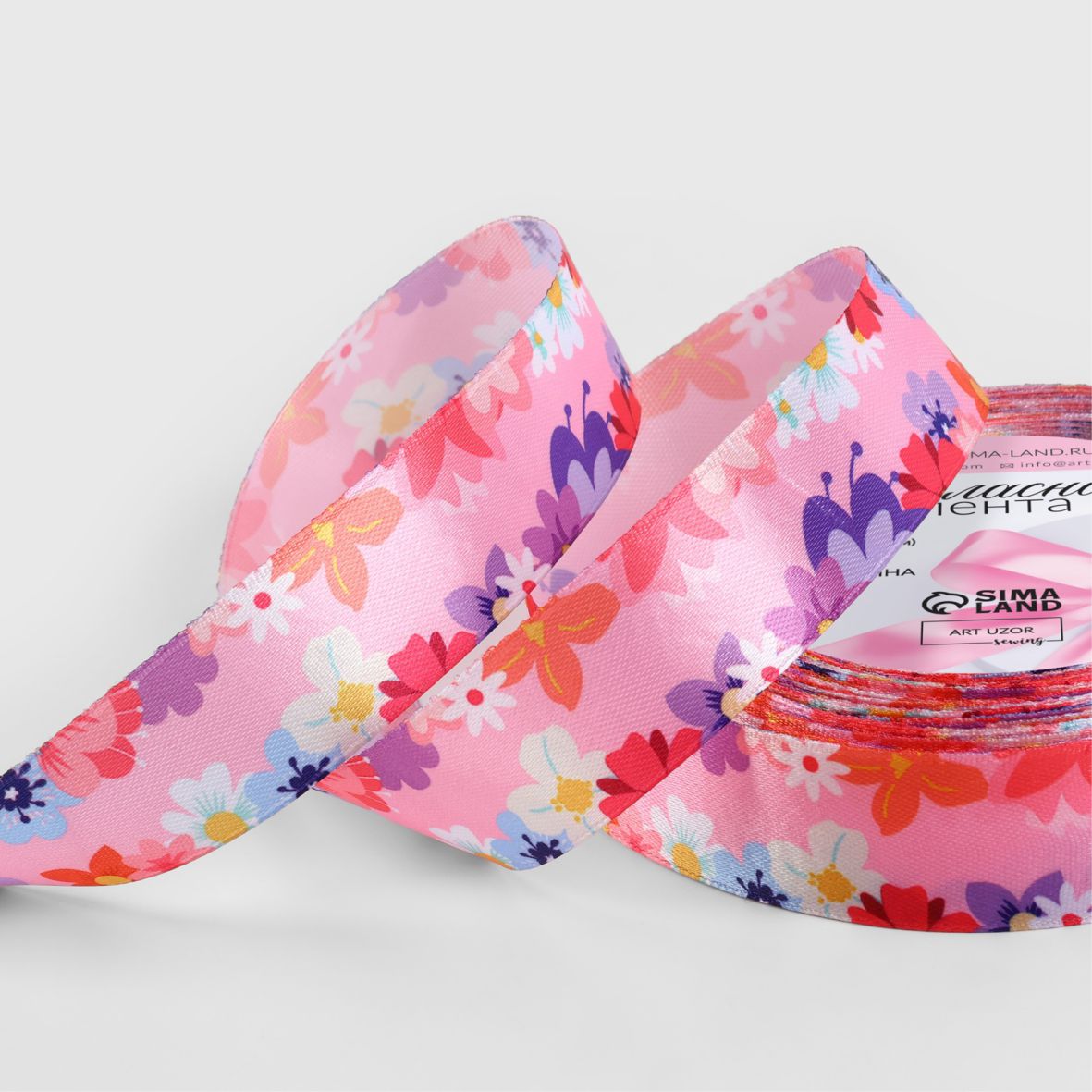 Лента атласная «Розовый букет», 25 мм × 23 ± 1 м