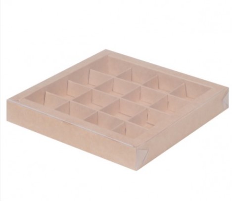 Коробка 200х200х3мм Крафт для конфет 16 ячеек