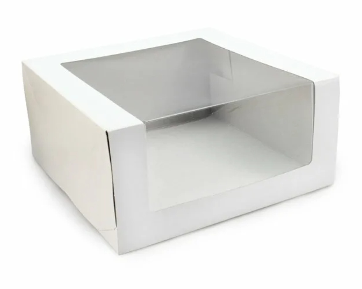 Коробка 180х180х100см для торта с окном белая