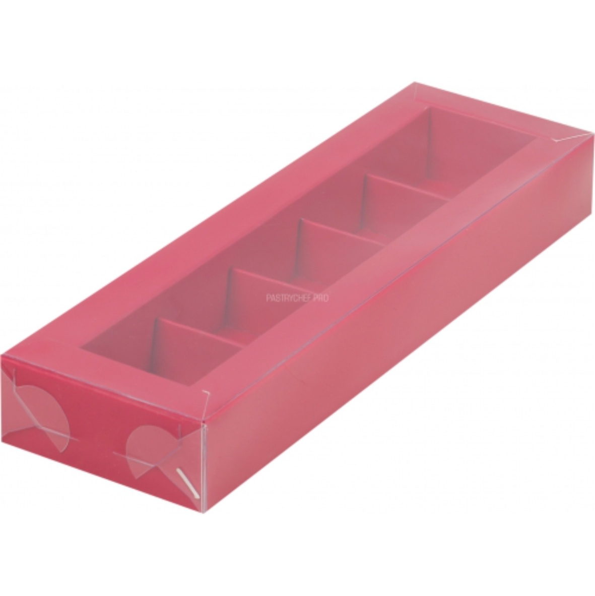 Коробка 235х70х30мм для конфет 5 ячеек красная матовая