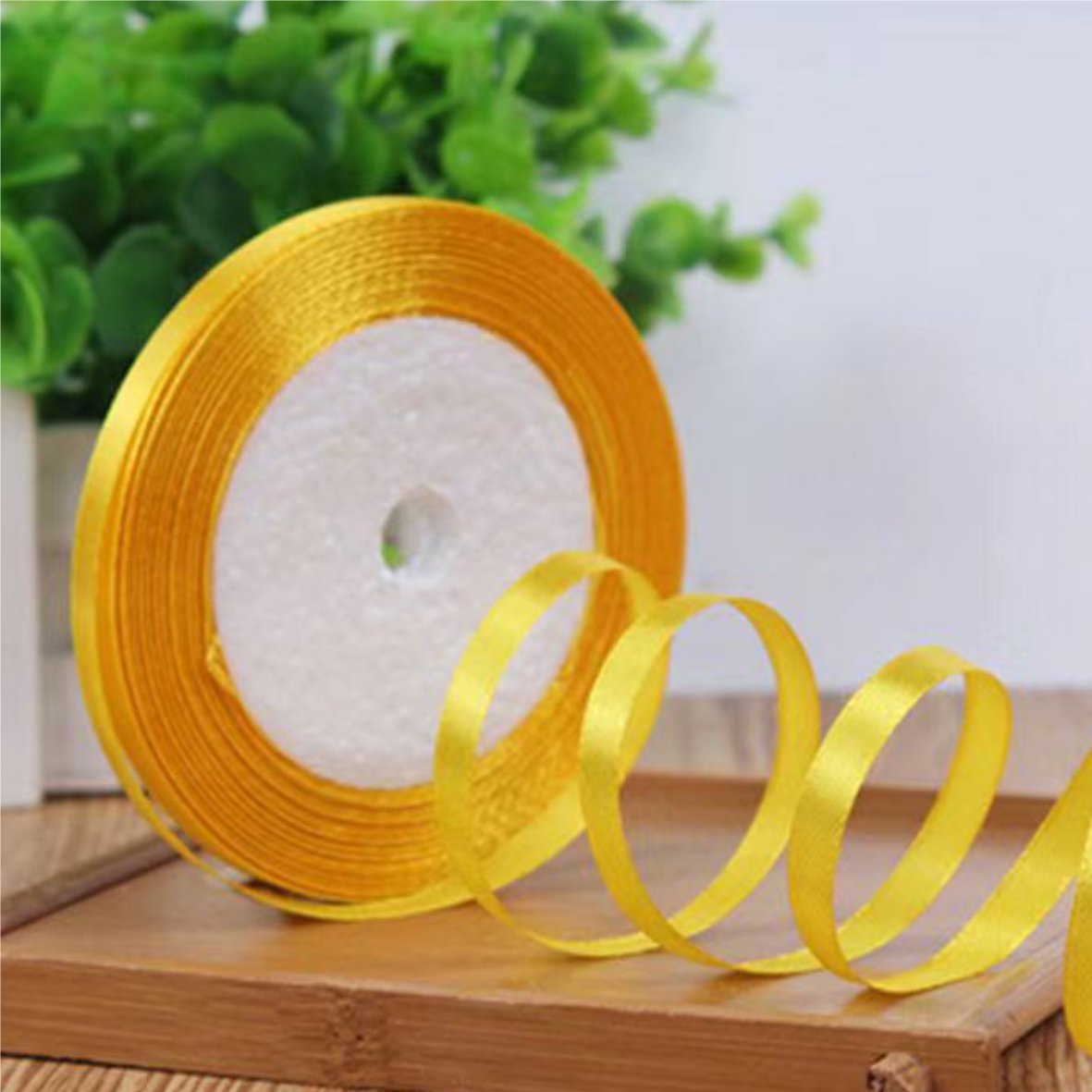 Лента атласная, 6 мм × 23 ± 1 м, цвет золотисто-желтый 16#