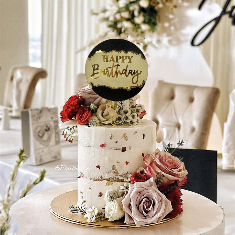 Топпер круглый черный с золотом