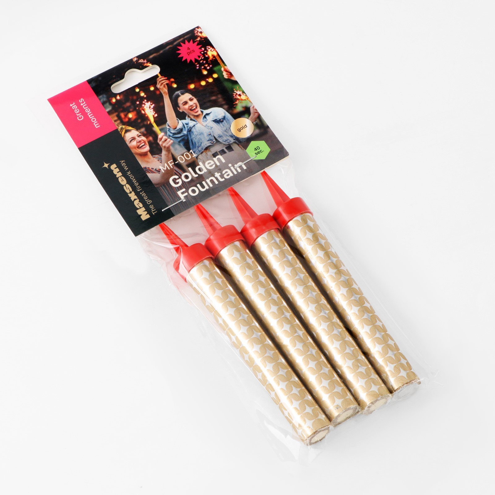 Свечи фонтаны в торт «Золотые искры», 4 шт., 12.5 см, горение 40 сек.