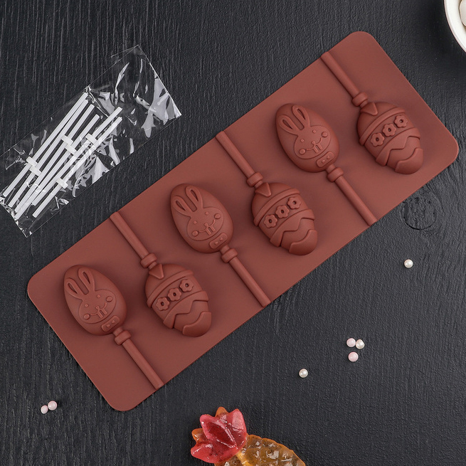 Форма для леденцов и мороженого «Пасхальный кролик», 26х10х1 см, 6 ячеек