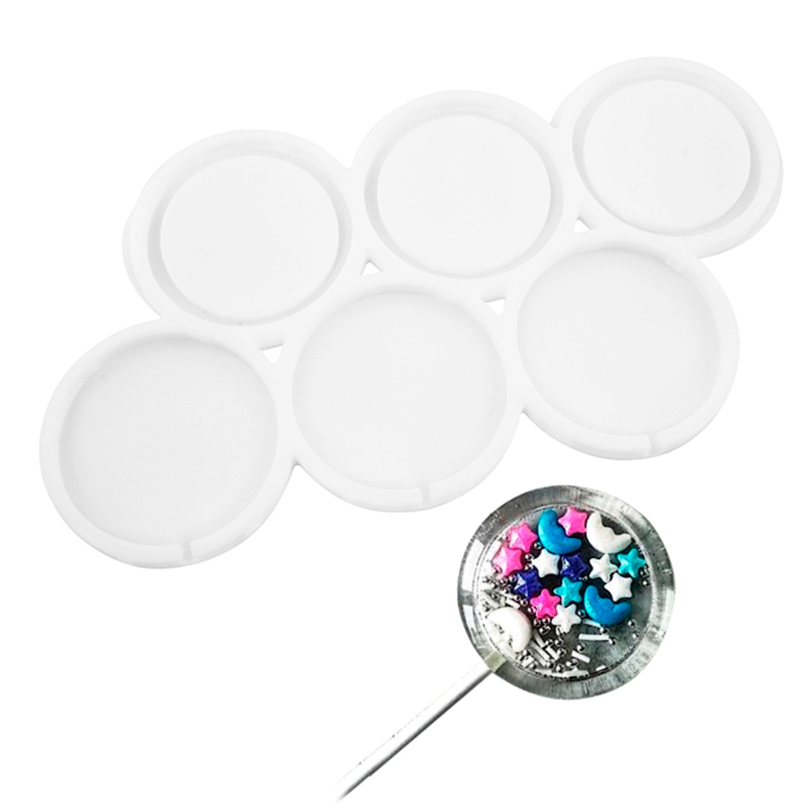 Силиконовая форма для леденцов "Круглые погремушки" 5 см