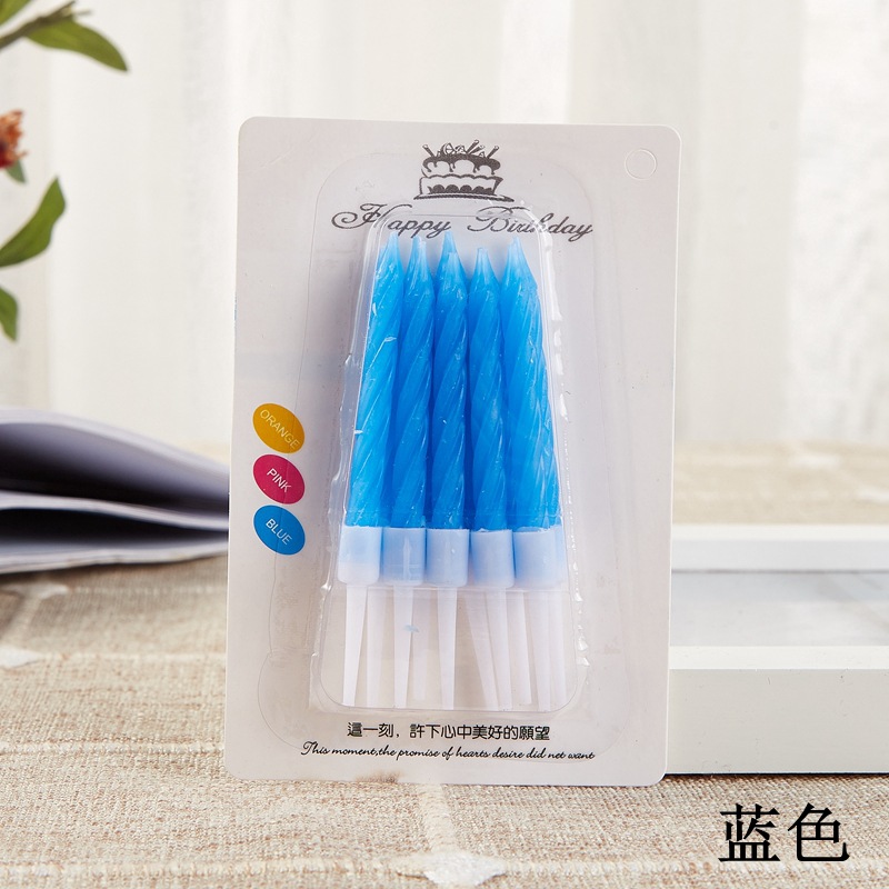 Свеча для торта (бенто), цвет: синий неон, 5см, 10шт