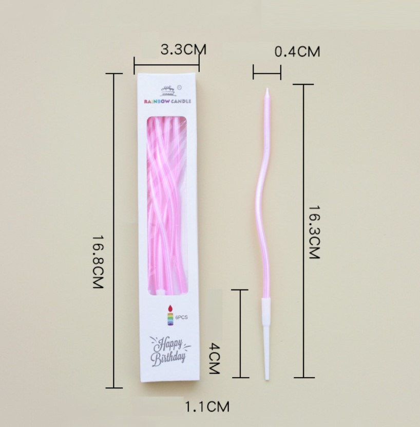 Свечи для торта ВОЛНА 6шт 10см цвет: светло-розовый