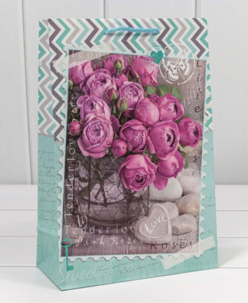 ПАКЕТ ПОДАРОЧНЫЙ МАТОВЫЙ Голубой  32*45*11см 1шт